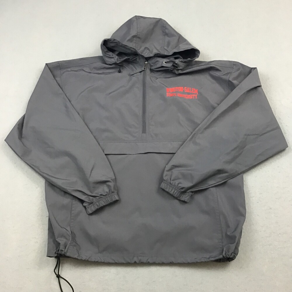 Winston Salem State Jacket Men Medium Gray Champion Anorak Pullover NCAA Hood *